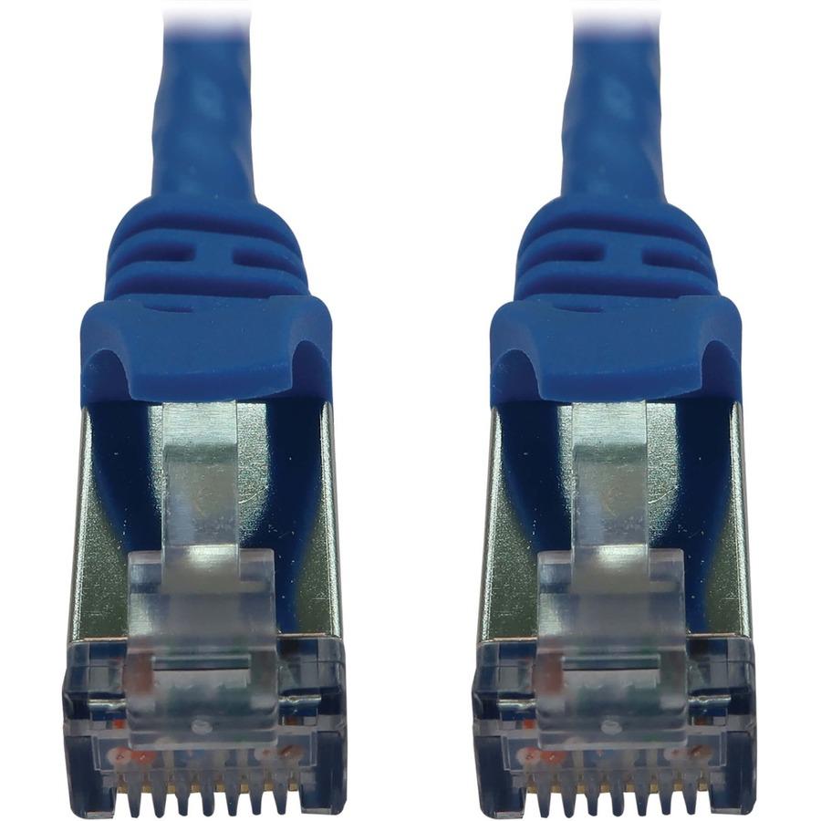 [N262-S01-BL] Cat6a 10G Snagless Shielded Slim STP Ethernet Cable (RJ45 M/M), PoE, Blue, 1 ft. (0.3 m)