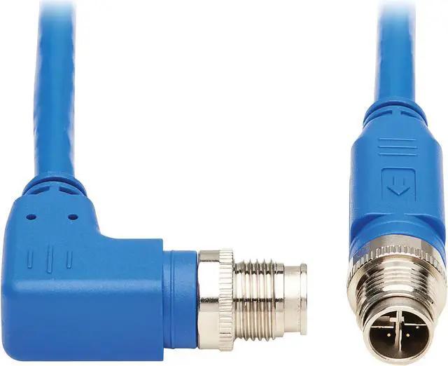 [NM12-602-01M-BL] M12 X-Code Cat6 1G UTP CMR-LP Ethernet Cable (M12 M/RJ45 M), IP68, PoE, Blue, 1 m (3.3 ft.)