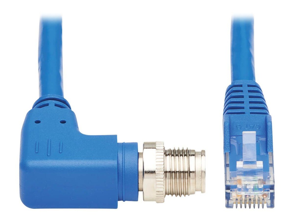 [NM12-602-10M-BL] M12 X-Code Cat6 1G UTP CMR-LP Ethernet Cable (M12 M/RJ45 M), IP68, PoE, Blue, 10 m (32.8 ft.)