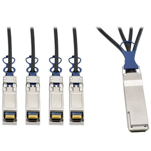 [N281-03M-BK] QSFP+ to 10 GbE SFP+ Passive DAC Breakout Cable (M/M), QSFP+ to (x4) SFP+, Compatible to Cisco QSFP-4SFP10G-CU3M, 3M (9.84 ft.)