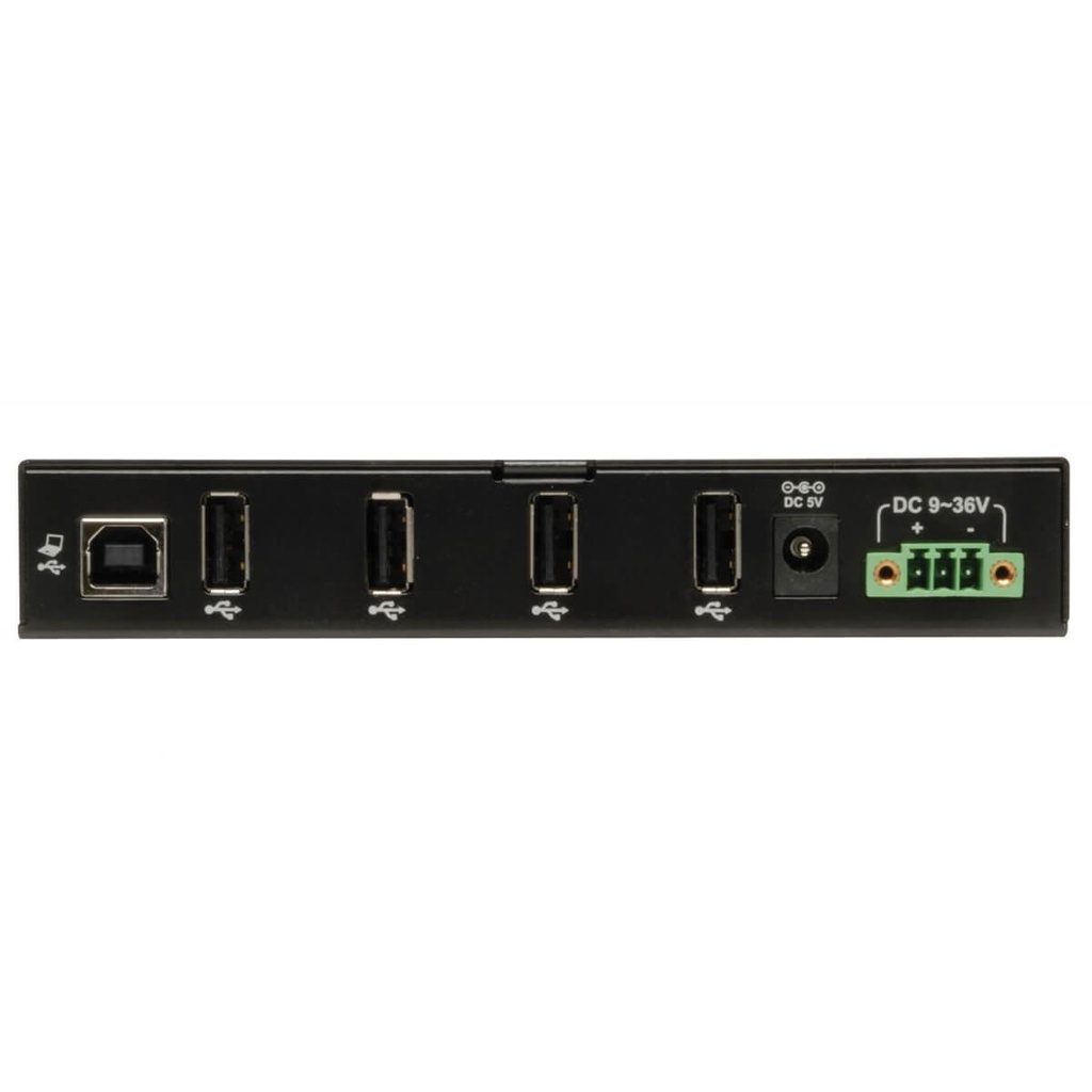 4-Port Industrial-Grade USB 2.0 Hub - 15 kV ESD Immunity, Metal Housing, Wall/DIN Mountable