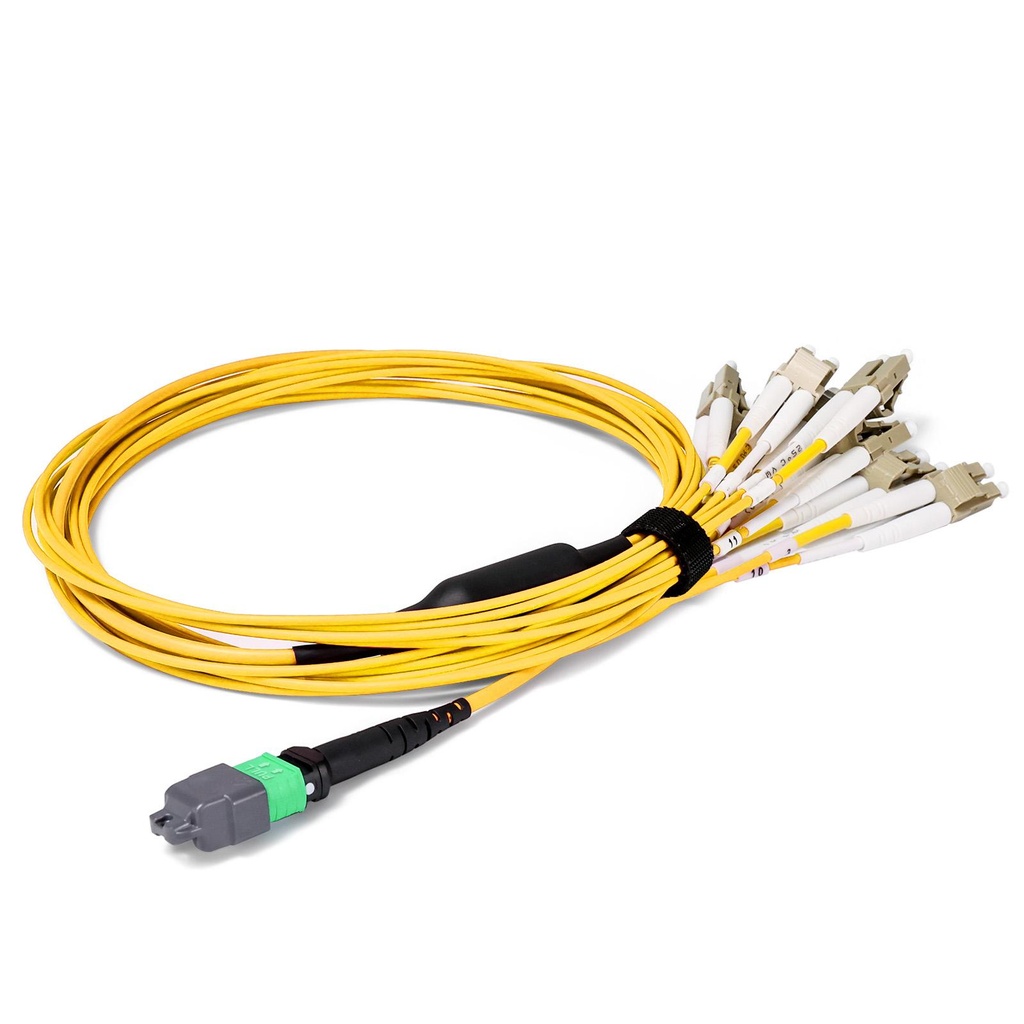 [N390-02M-8S-AP] 40/100/400G Singlemode 9/125 OS2 Breakout Fiber Optic Cable (16F MTP/MPO-APC to 8x Duplex SN-UPC F/M), LSZH, Yellow, 2 m (6.6 ft.)