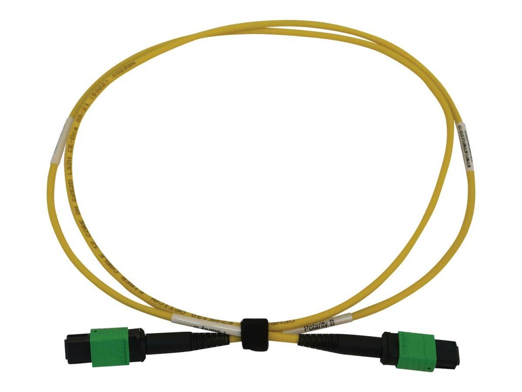 40/100G Singlemode 9/125 OS2 Fiber Optic Cable (12F MTP/MPO-APC F/F), LSZH, Yellow, 2 m (6.6 ft.)