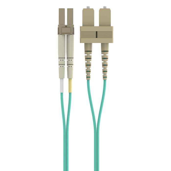 [N820-01M-IND] 10Gb Rigid Industrial Duplex Multimode 50/125 OM3 Fiber Patch Cable (LC/LC) - IP68, Aqua, 1 m (3 ft.)