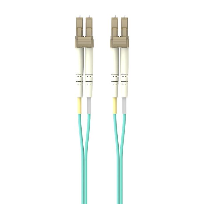[N821-15M-AQ-AR] 100G Duplex Multimode 50/125 OM4 Armored Fiber Optic Cable (LC/LC Duplex M/M), LSZH, Aqua, 15 m (49.2 ft.)