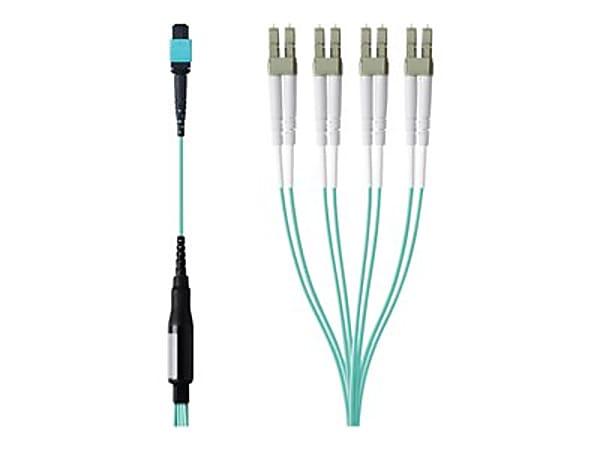 [N844B-01M-12-P] 40/100/400G Multimode 50/125 OM3 Fiber Optic Cable (12F MTP/MPO-PC F/F), LSZH, Aqua, 1 m (3.3 ft.)