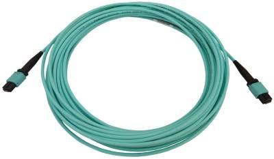 40/100/400G Multimode 50/125 OM3 Fiber Optic Cable (12F MTP/MPO-PC F/F), LSZH, Aqua, 3 m (9.8 ft.)