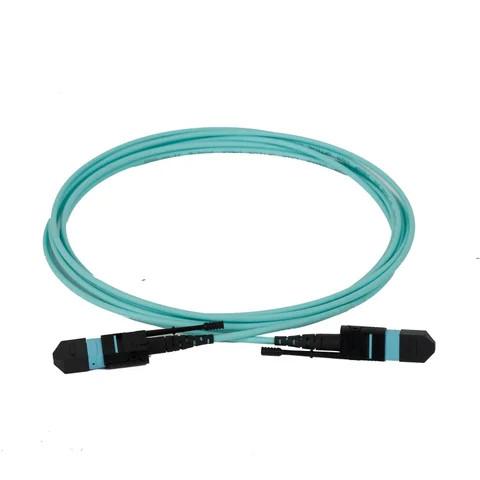 [N844B-05M-12-P] 40/100/400G Multimode 50/125 OM3 Fiber Optic Cable (12F MTP/MPO-PC F/F), LSZH, Aqua, 5 m (16.4 ft.)