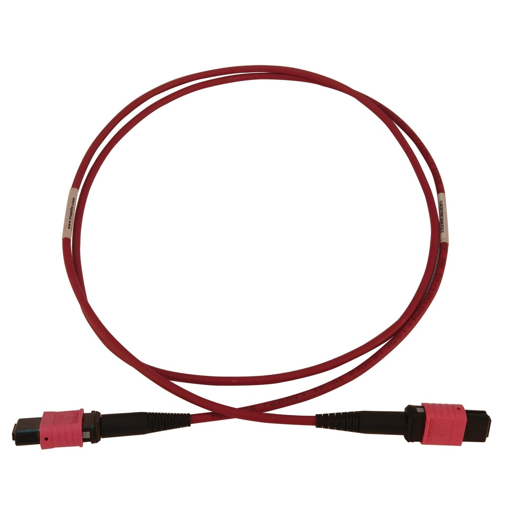 [N845B-15M-12-MG] 100G Multimode 50/125 OM4 Fiber Optic Cable (12F MTP/MPO-PC F/F), LSZH, Magenta, 15 m (49.2 ft.)
