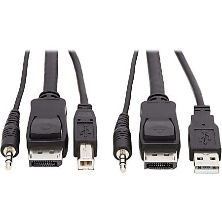 [P783-006] DisplayPort KVM Cable Kit, 3 in 1 - 4K DisplayPort, USB, 3.5 mm Audio (3xM/3xM), 4:4:4, 6 ft. (1.83 m), Black