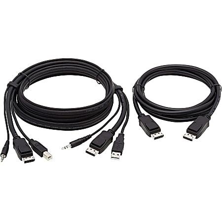 [P783-006-DP] Dual DisplayPort KVM Cable Kit - DP, USB, 3.5 mm Audio (3xM/3xM) + DP (M/M), 4K, 4:4:4, 6 ft. (1.83 m), Black