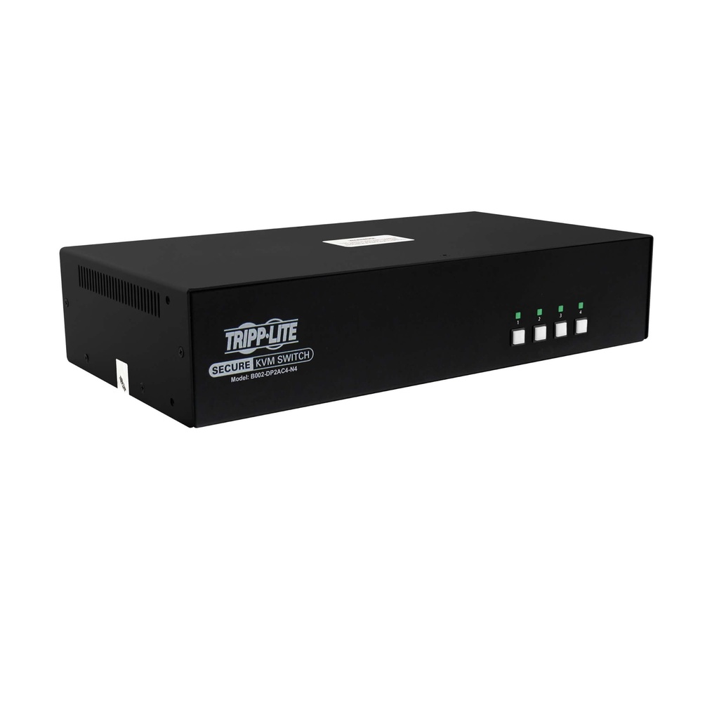 [B002-DP2AC4-N4] Secure KVM Switch, 4-Port, Dual Head, DisplayPort to DisplayPort, 4K, NIAP PP4.0, Audio, CAC