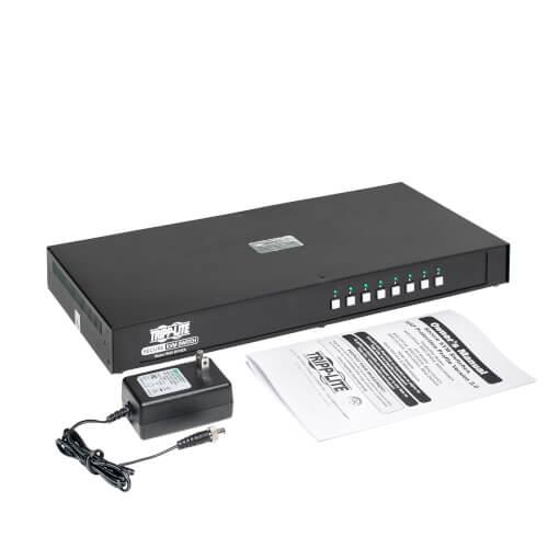 [B002-DV1AC8-N4] Secure KVM Switch, 8-Port, Single Head, DVI to DVI, NIAP PP4.0, Audio, CAC