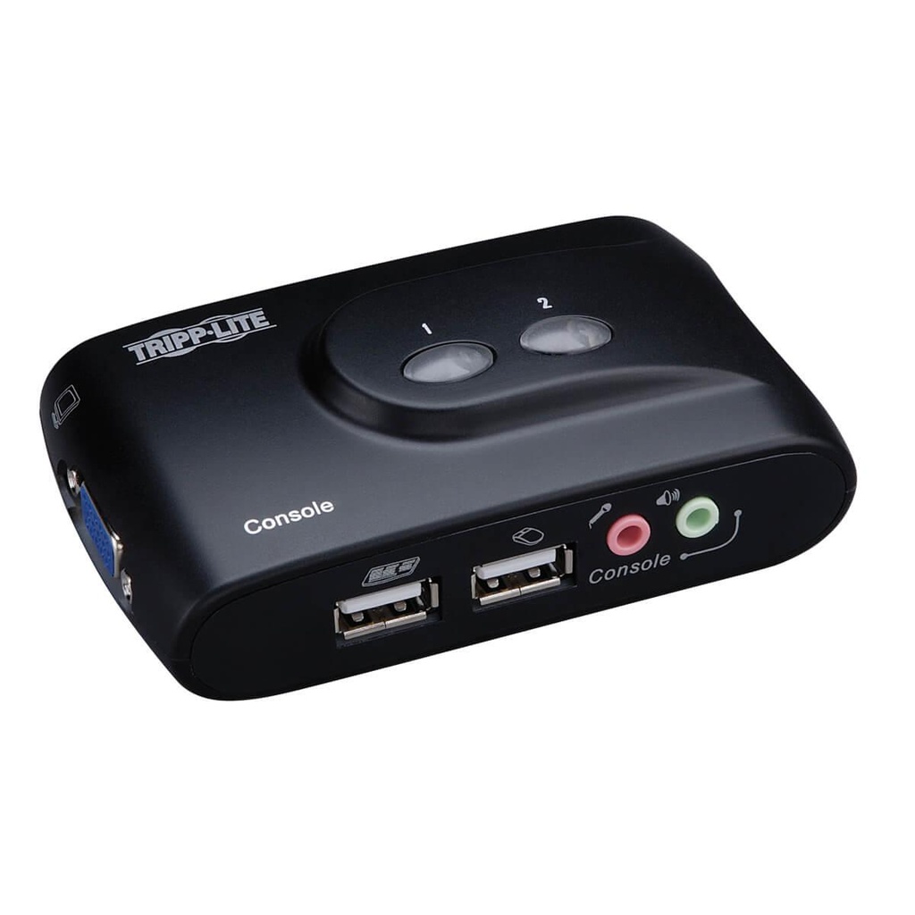 [B004-VUA2-K-R] 2-Port Compact USB KVM Switch with Audio and Cable