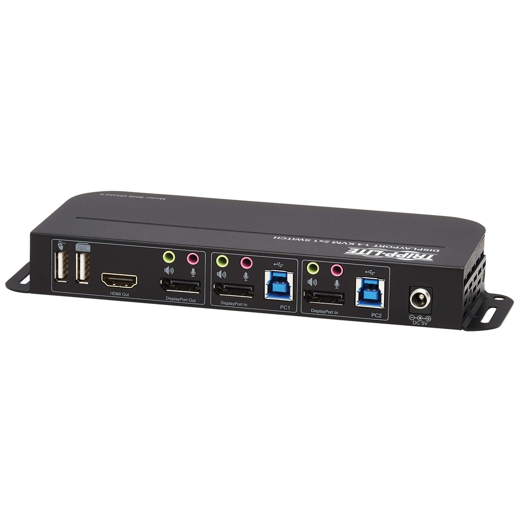 [B005-DPUA2-K] 2-Port DisplayPort/USB KVM Switch - 4K 60 Hz, HDR, HDCP 2.2, IR, DP 1.4, USB Sharing, USB 3.0 Cables