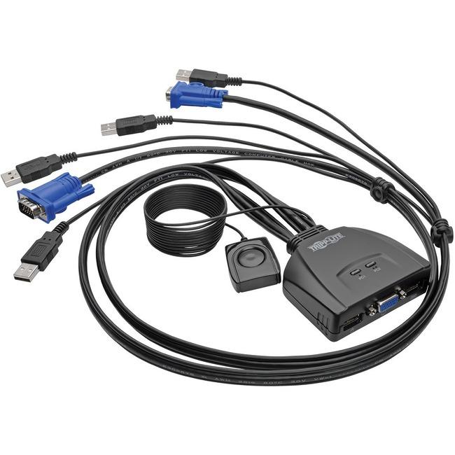 [B032-VU2] 2-Port USB/VGA Cable KVM Switch with Cables and USB Peripheral Sharing