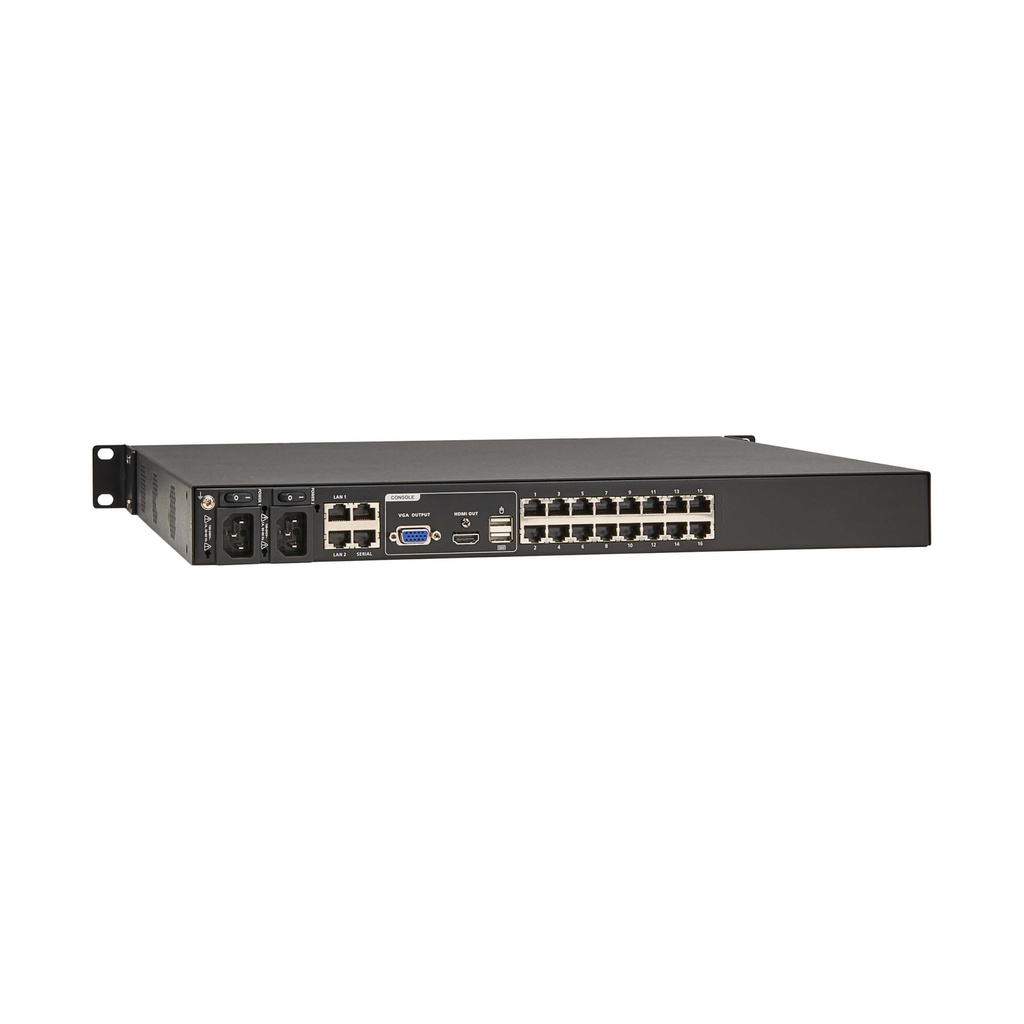 [B064-016-02-IPH] 16-Port Cat5e KVM over IP Switch - Virtual Media, 2 Remote/1 Local User, HDMI Output, 1U Rack-Mount, TAA