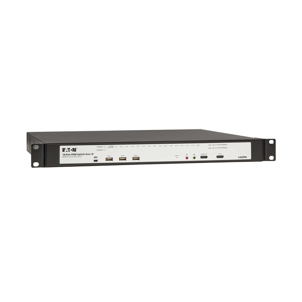 [B064-016-04-IPH] 16-Port Cat5e KVM over IP Switch - Virtual Media, 4 Users (Remote + 1 Local Port), HDMI Output, 1U Rack-Mount, TAA