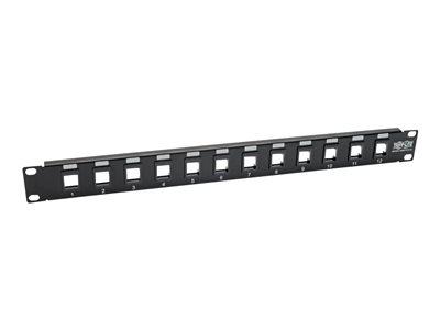 [N062-012-KJ] 12-Port 1U Rack-Mount Unshielded Blank Keystone/Multimedia Patch Panel, RJ45 Ethernet, USB, HDMI, Cat5e/6