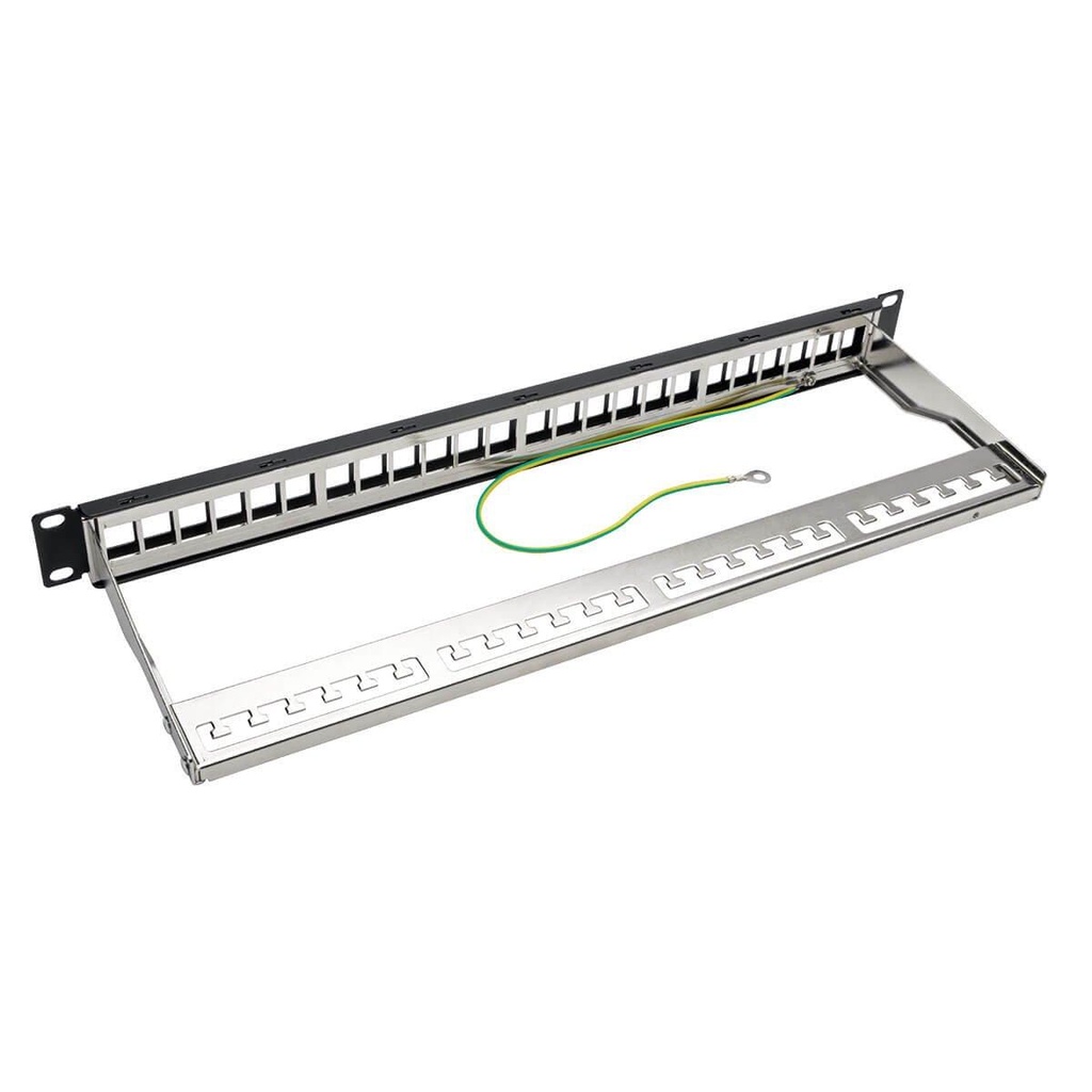 [N062-024-KJ-SH] 24-Port 1U Rack-Mount Shielded Blank Keystone/Multimedia Patch Panel, RJ45 Ethernet, USB, HDMI, Cat5e/6, TAA