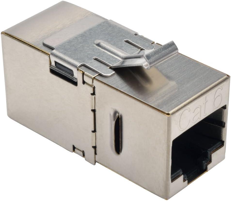 [N235-001-SH-D] Cat6 Straight-Through Modular Shielded In-Line Snap-In Coupler with 90-Degree Down-Angled Port (RJ45 F/F)