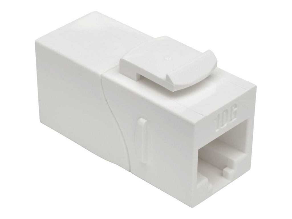 [N235-001-WH-6AD] Cat6a Straight-Through Modular In-Line Snap-In Coupler with 90-Degree Down-Angled Port, White (RJ45 F/F)