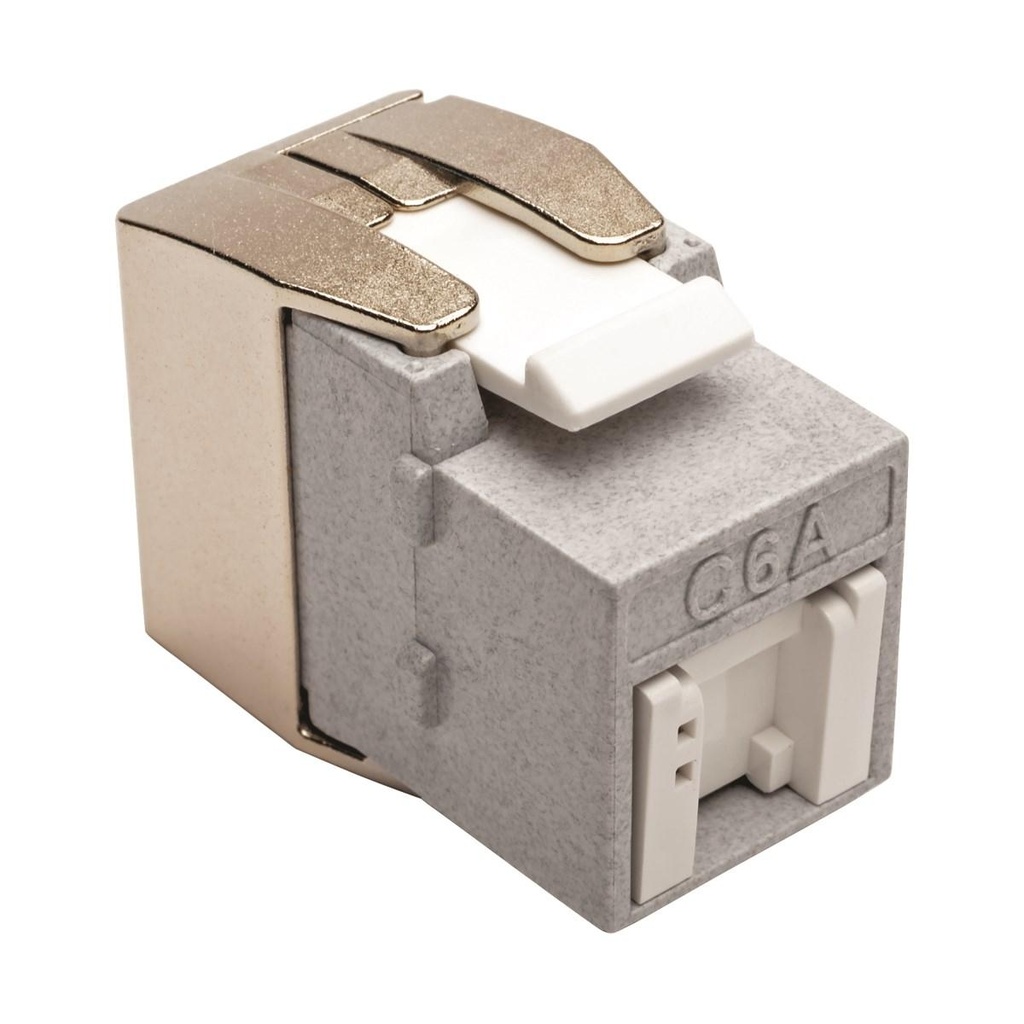 [N238-001-GY-TFA] Toolless Cat6a Keystone Jack, PoE/PoE+ Compliant, Shuttered - Gray, TAA