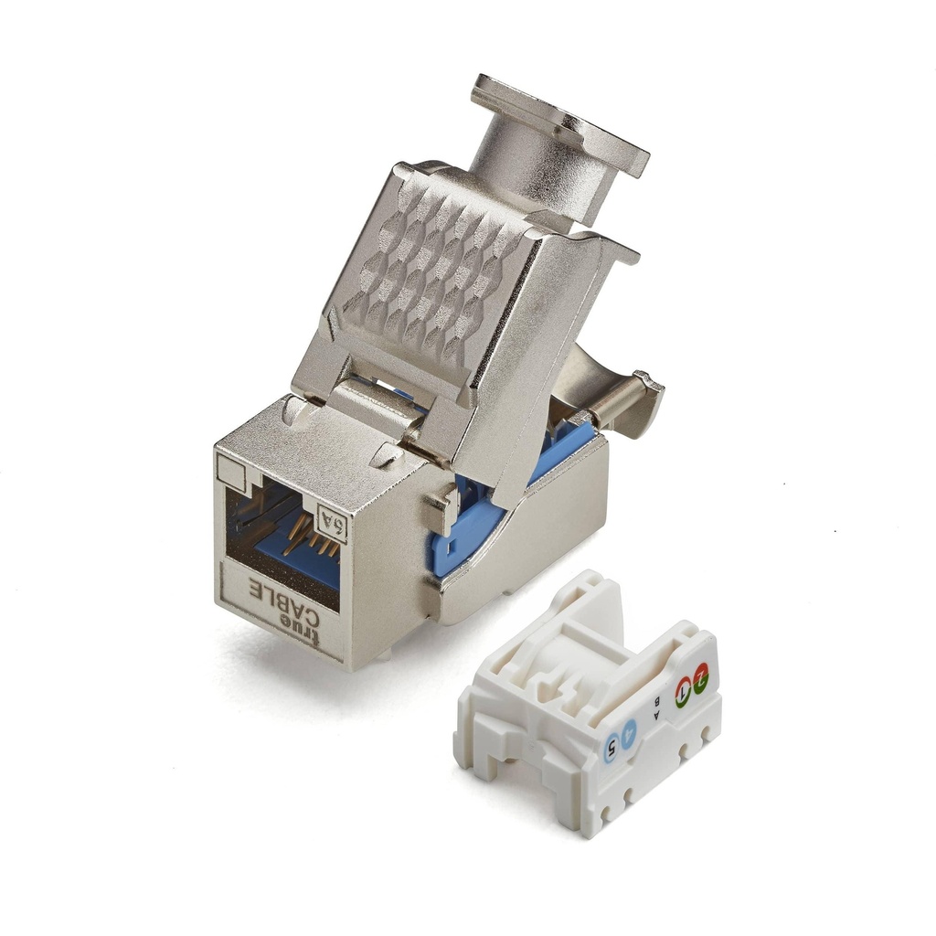 [N238-001-SH-TF] Keystone Jack Cat6a/Cat6/Cat5e, RJ45, Shielded, Dust Cap - Toolless, PoE/PoE+ Compliant, TAA