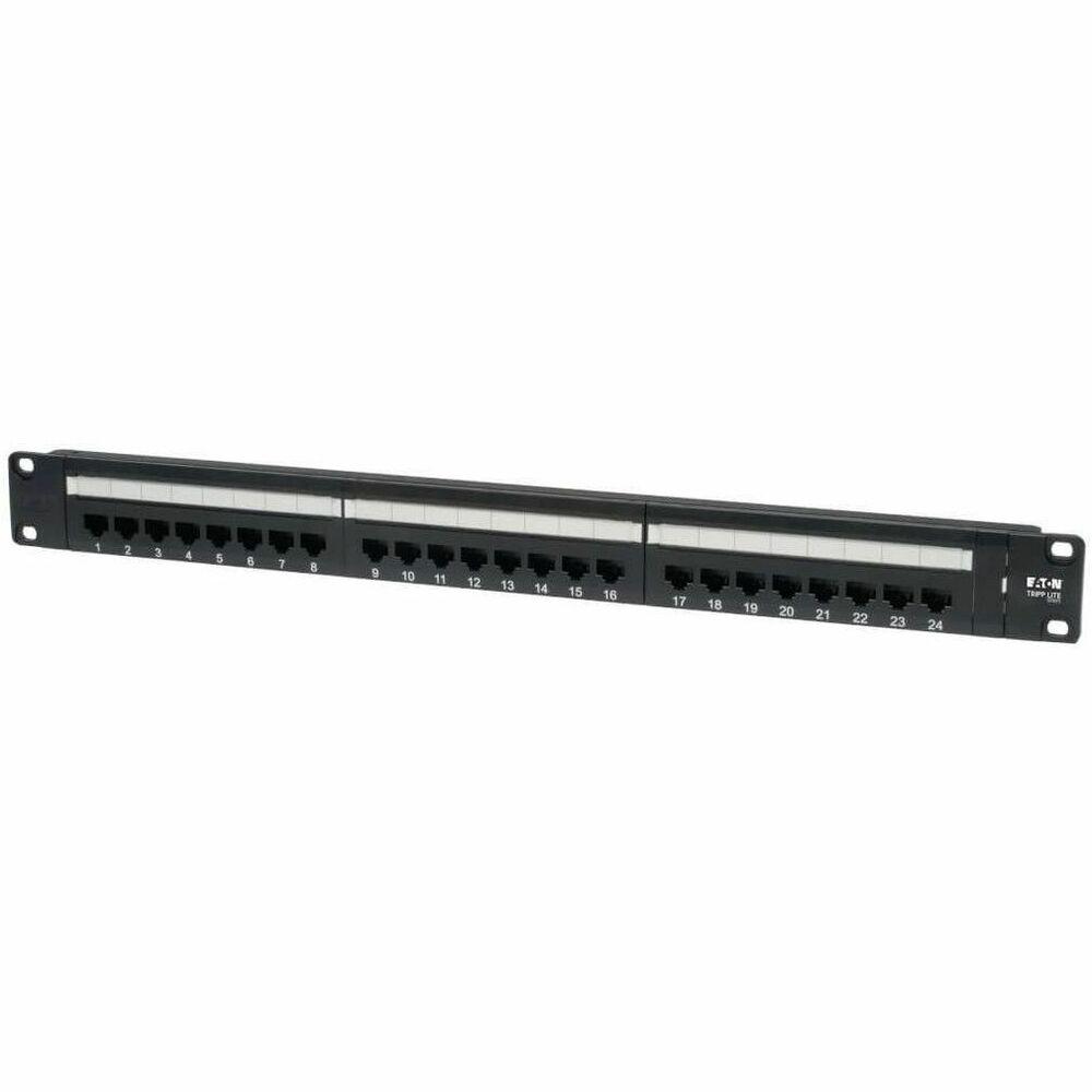 [N252-024] 24-Port 1U Rack-Mount Cat6/Cat5 110 Patch Panel, 568B, RJ45 Ethernet, TAA