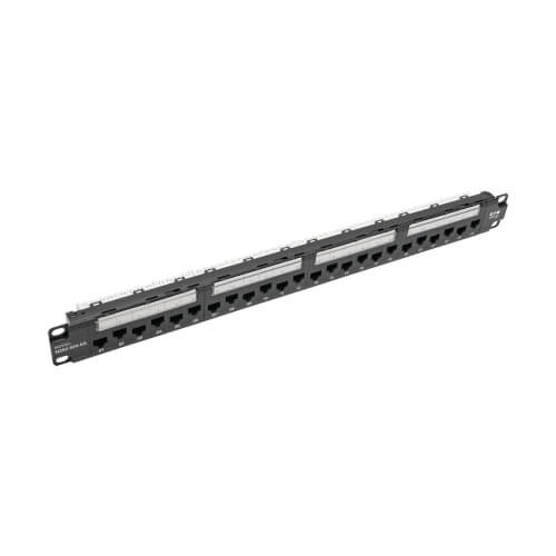 [N252-024-6A] 24-Port 1U Rack-Mount Cat6a/Cat6/Cat5e 110 Patch Panel with Cable Management Bar, 110 Punchdown, RJ45, TAA