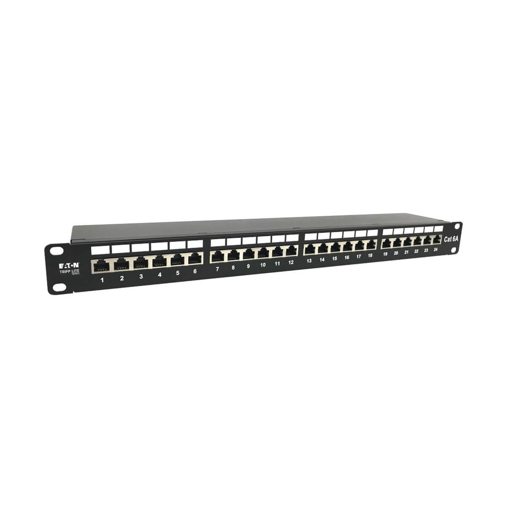 [N252-024-6A-SH] 24-Port Cat6a Shielded Patch Panel - 10 Gbps, STP, 110 Punch Down, RJ45, 1U, TAA
