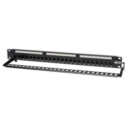 [N254-024] 24-Port 1U Rack-Mount Cat6/Cat5 Feedthrough Patch Panel, RJ45 Ethernet, TAA