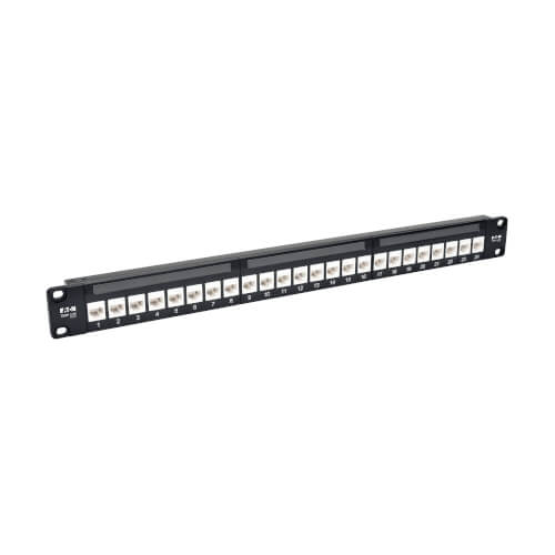 [N254-024-6A] 24-Port 1U Rack-Mount Cat6a Feedthrough Patch Panel, RJ45 Ethernet