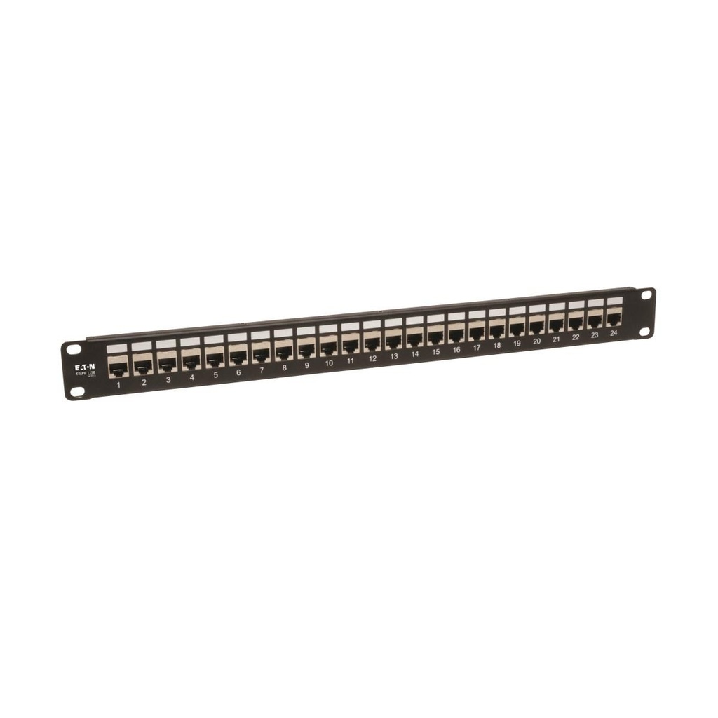 [N254-024-SH] 24-Port 1U Rack-Mount STP Shielded Cat6 /Cat5 Feedthrough Patch Panel, RJ45 Ethernet, TAA