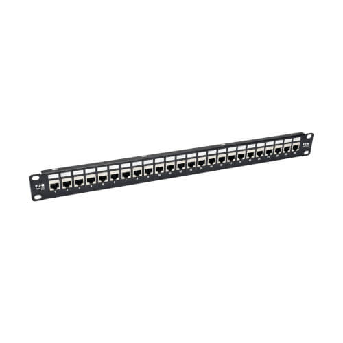 [N254-024-SH-6A] 24-Port 1U Rack-Mount STP Shielded Cat6a Feedthrough Patch Panel, RJ45 Ethernet, TAA