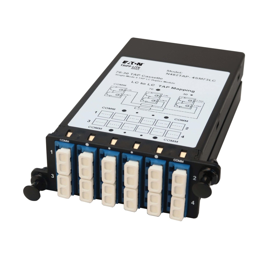 [N482TAP-4SM73LC] Fiber TAP Cassette - Singlemode, 4x Duplex LC, 70/30 Split