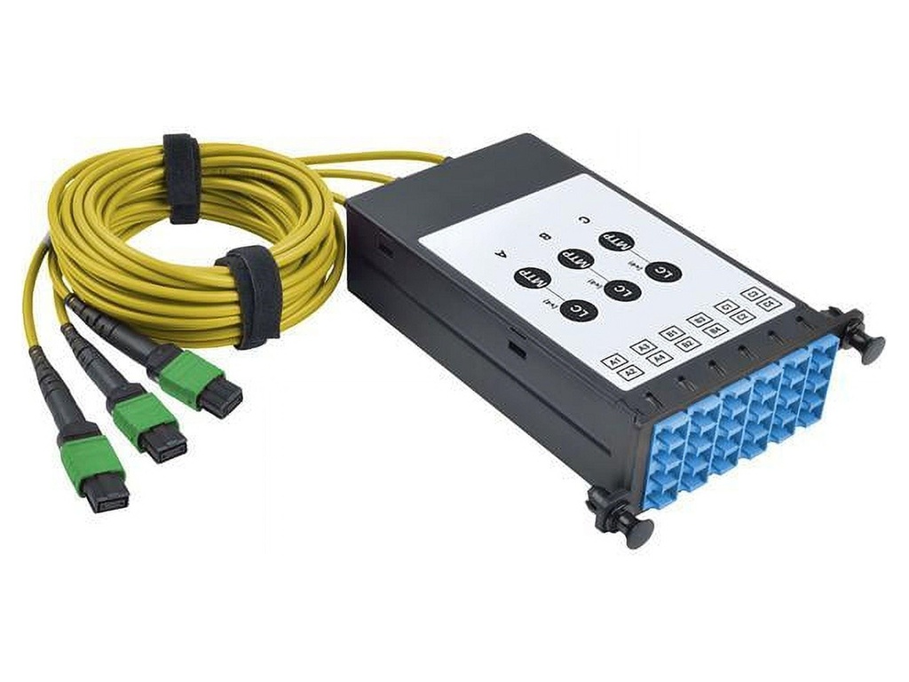 [N484-3M8L12S] 40/100Gb Singlemode Fiber Breakout Cassette, 40Gb to 4 x 10Gb, 100Gb to 4 x 25Gb, (x3) 8-Fiber MTP/MPO (APC) to (x12) LC (UPC) Duplex 9/125, N484 Chassis