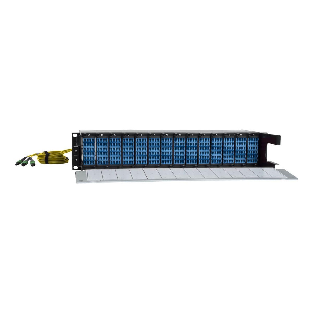 [N48K-15M8L60-B] 40/100Gb Fiber Breakout Patch Panel, 40Gb to 4 x 10Gb, 100Gb to 4 x 25Gb, 15 MTP QSFP to 60 LC Duplex OM4 50/125 Multimode Ports, 1U