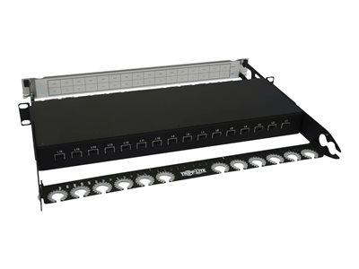 [N48LSM-16X16] Spine-Leaf MPO Panel with Key-Up to Key-Up MTP/MPO Adapter - 12F MTP/MPO-PC M/M, 8F OM4 Multimode, 16 x 16 Ports, 1U