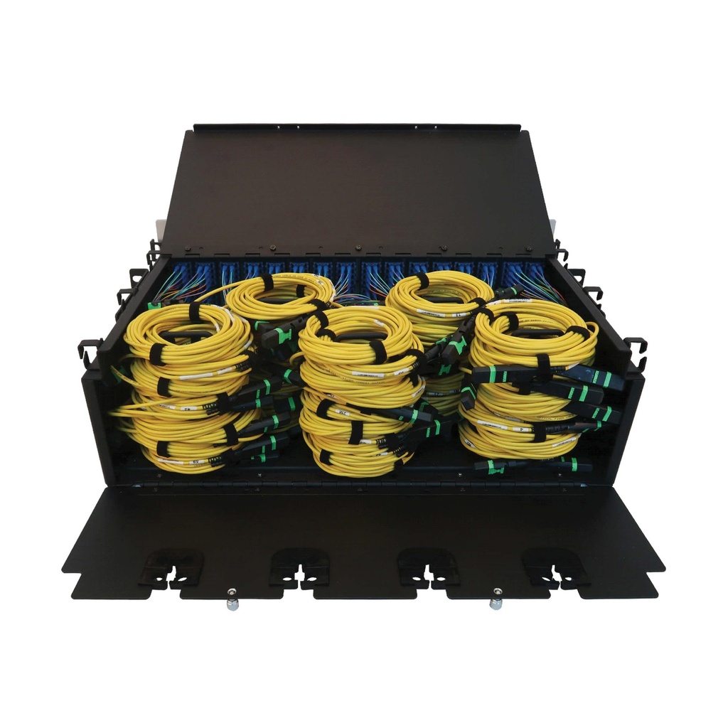 [N48M-64M8L4-03] Preloaded Fiber Patch Panel, 3U - 64x (12F MTP/MPO-PC to 4x LC Duplex F/F) 8F Trunk Cables, OM4 Multimode, 3 m (9.8 ft.)