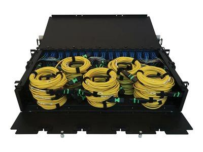 [N48S-32M8L4-03] Preloaded Fiber Patch Panel, 2U - 32x (12F MTP/MPO-APC to 4x LC Duplex F/F) 8F Trunk Cables, OS2 Singlemode, 3 m (9.8 ft.)