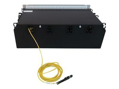 [N48S-64M8L4-03] Preloaded Fiber Patch Panel, 3U - 64x (12F MTP/MPO-APC to 4x LC Duplex F/F) 8F Trunk Cables, OS2 Singlemode, 3 m (9.8 ft.)
