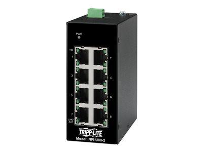 [NFI-U08-1] 8-Port Unmanaged Fast Industrial Ethernet Switch - 10/100 Mbps, Ruggedized, -40° to 75°C, DIN/Wall Mount