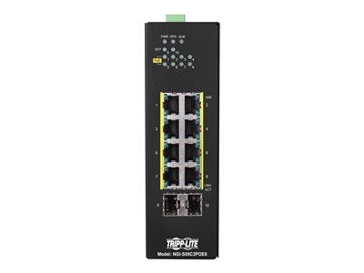 8-Port Managed Industrial Gigabit Ethernet Switch - 10/100/1000 Mbps, 2 GbE SFP Slots, -40° to 75°C, DIN Mount