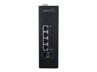 [NGI-S04C2] 4-Port Lite Managed Industrial Gigabit Ethernet Switch - 10/100/1000 Mbps, 2 GbE SFP Slots, -10° to 60°C, DIN Mount