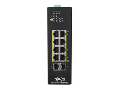 [NGI-S08C2POE8] 8-Port Lite Managed Industrial Gigabit Ethernet Switch - 10/100/1000 Mbps, PoE+ 30W, 2 GbE SFP Slots, -10° to 60°C, DIN Mount