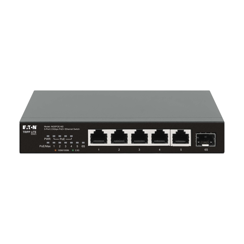 [NG5POE-M2] 5-Port 2.5 Gbps Desktop Gigabit Ethernet Unmanaged Switch with PoE+ Pass-Through, 70W, Metal Enclosure, TAA