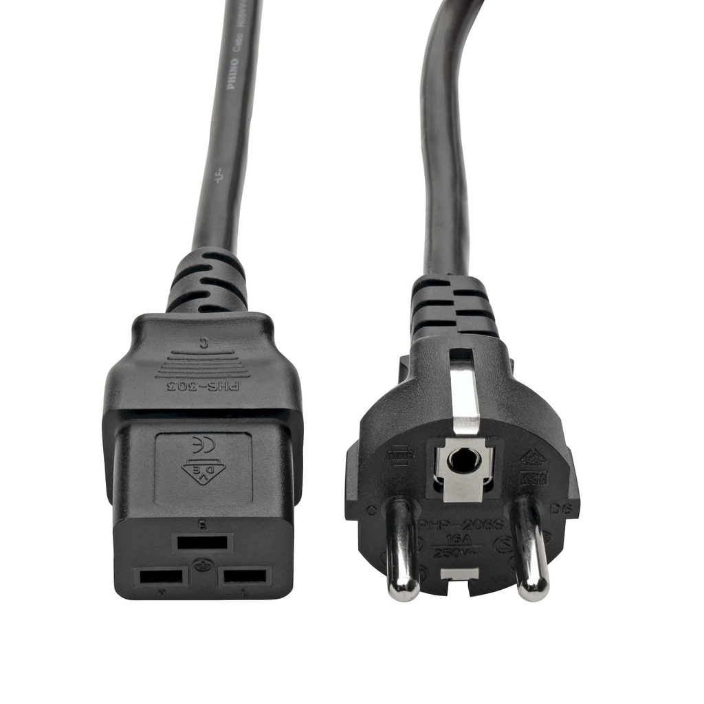 [P050-2P5M-EU] Power cable, Schuko to C19, H05VV-F, 16A, 2.5M
