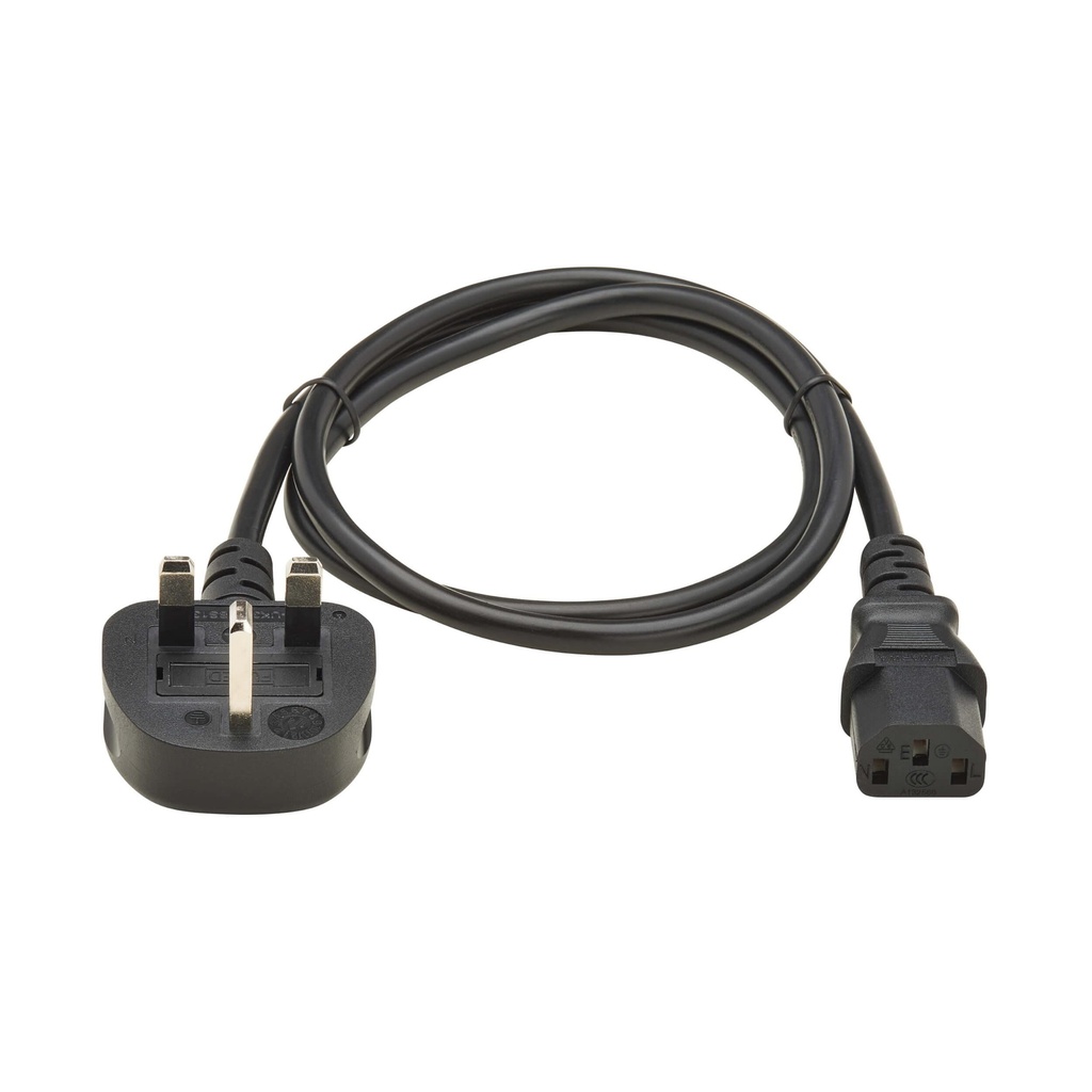 [P056-01M-UK] PDU Power Cord, C13 to BS1363 - 10A, 250V, H05VV-F, 1M (3.28 FT.), Black