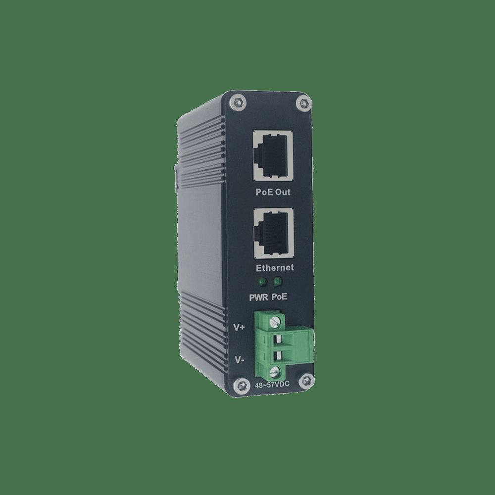 [NPOEI-60W-1G] Industrial Gigabit Ethernet PoE injector, 60W PoE++, 802.3bt, Midspan, -40℃ to +75℃, IP30 housing, Dual 24-57VDC , DIN rail, 1 Port